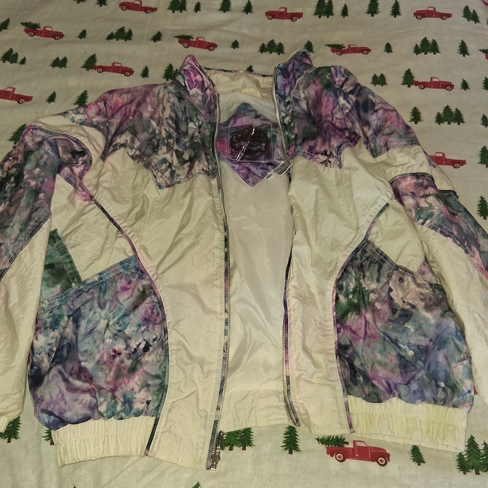 Vintage 80s Windbreaker Women’s Medium East West By The Panda Group Shoulder Pad
